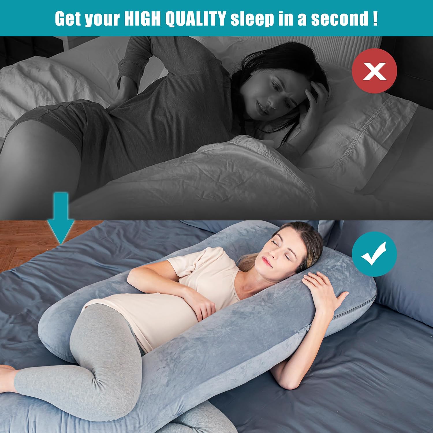 Cute Castle Pregnancy Pillows, Soft U-Shape Maternity Pillow with Removable Cover - Full Body Pillows for Adults Sleeping - Pregnancy…