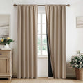 Nicetown 100% Blackout Curtains for Living Room, Taupe W52 x L84 Set of 2 Light Blocking & Soundproof Drapes, Rod Pocket Black Lined Window…