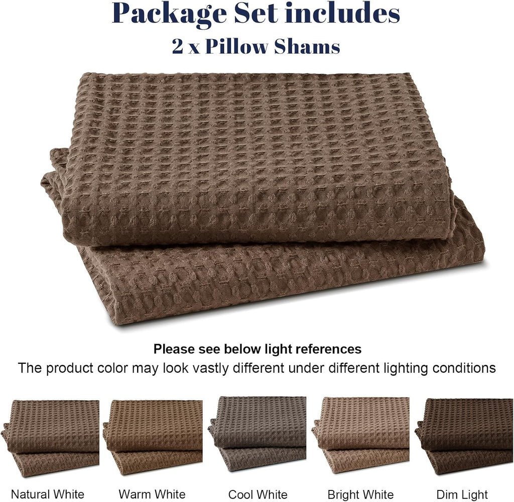 Phf Ultra Soft Waffle Weave Pillow Shams King Size, No Insert, 2 Pack 20" x 36" Pillowcases, Breathable & Skin-Friendly Pillow Cases, Stylis…