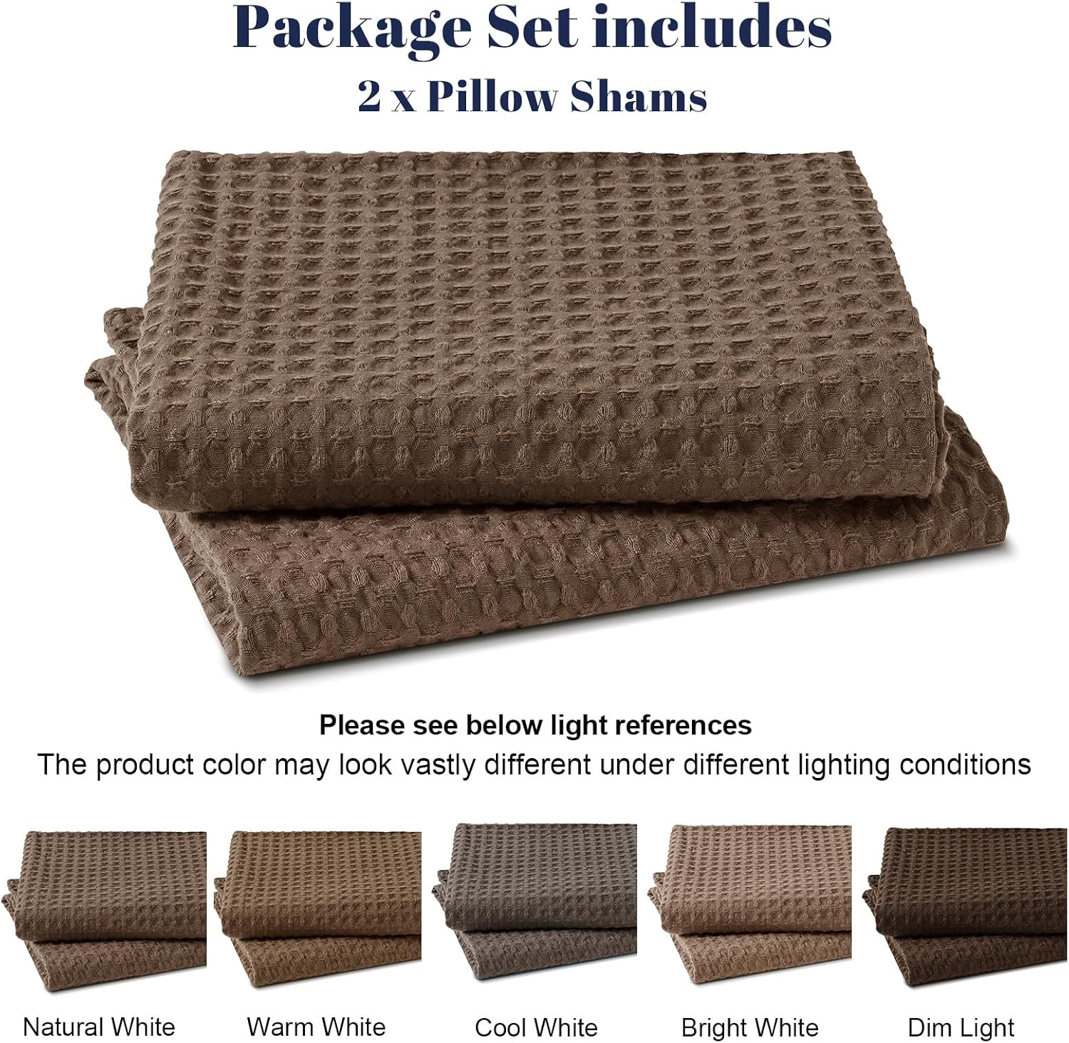 Phf Ultra Soft Waffle Weave Pillow Shams King Size, No Insert, 2 Pack 20" x 36" Pillowcases, Breathable & Skin-Friendly Pillow Cases, Stylis…