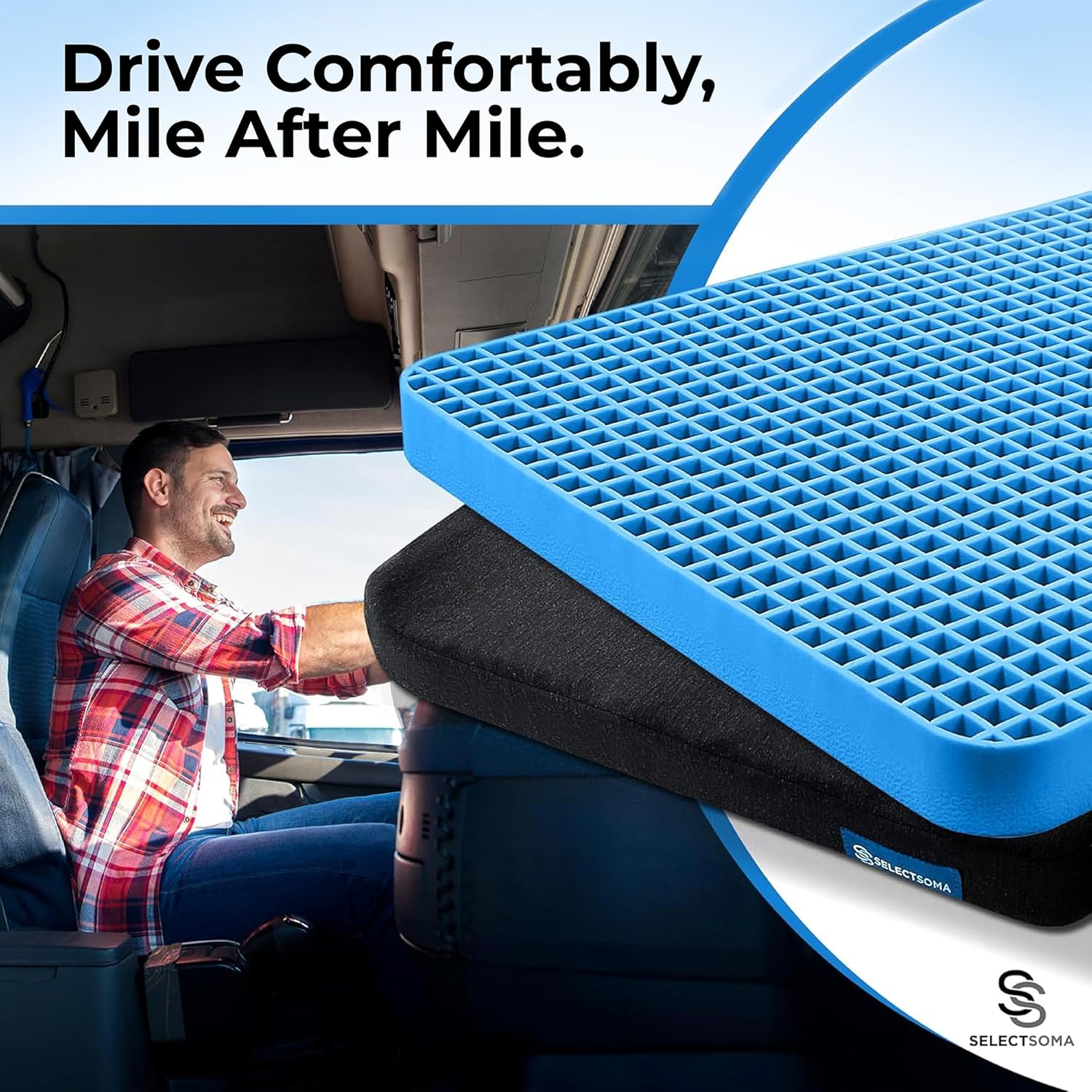 SelectSoma Travel Gel Seat Cushion for Long Sitting - Travel Pad for Car, Truck, Office Chair, Wheelchair - Cooling Gel Cushion for Sciatic…