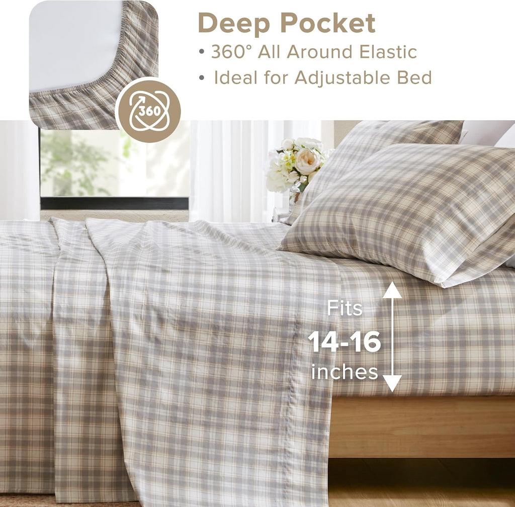 ComfortSpaces Comfort Spaces 100% Cotton Sheets Full, Breathable, Naturally Cool Cotton Sheets, Soft Cotton Bed Sheets with 14" Elastic Poc…