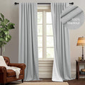 Dancurton Elegant Light Grey 100% Black Out Curtains 96 Inch Length 2 Panel for Living Room Darkening White Back Tab Thermal Insulated Long…