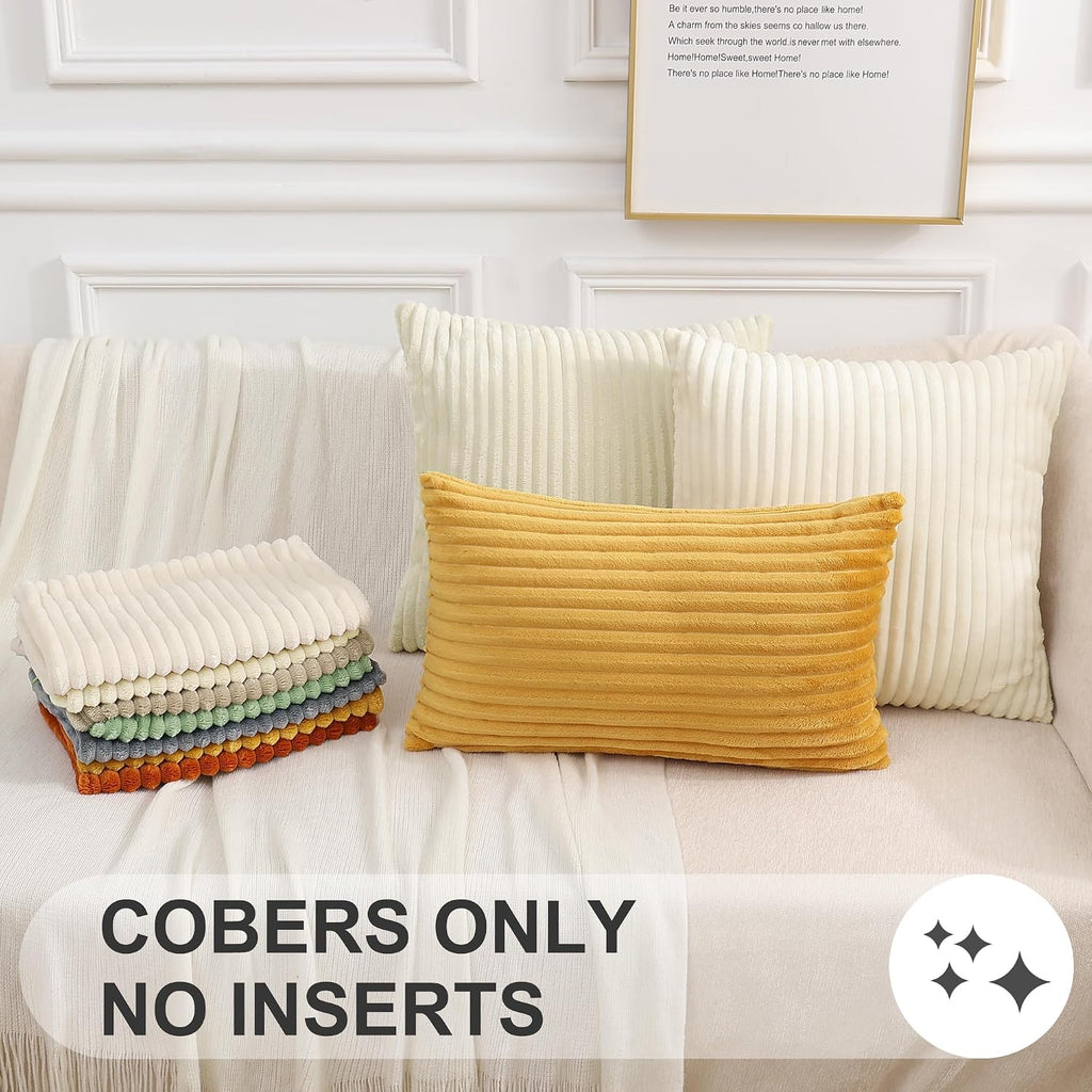 SimmoreHomeDecor Simmore Decorative Throw Pillow Covers 26x26 Set of 2, Soft Natural Plush Flannel Double-Sided Fluffy Couch Euro Sham Pill…