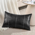 Fancy Homi Black Long Lumbar Faux Leather Decorative Throw Pillow Covers 12x24 Inch for Living Room Couch Bed Sofa, Boho Farmhouse Home…