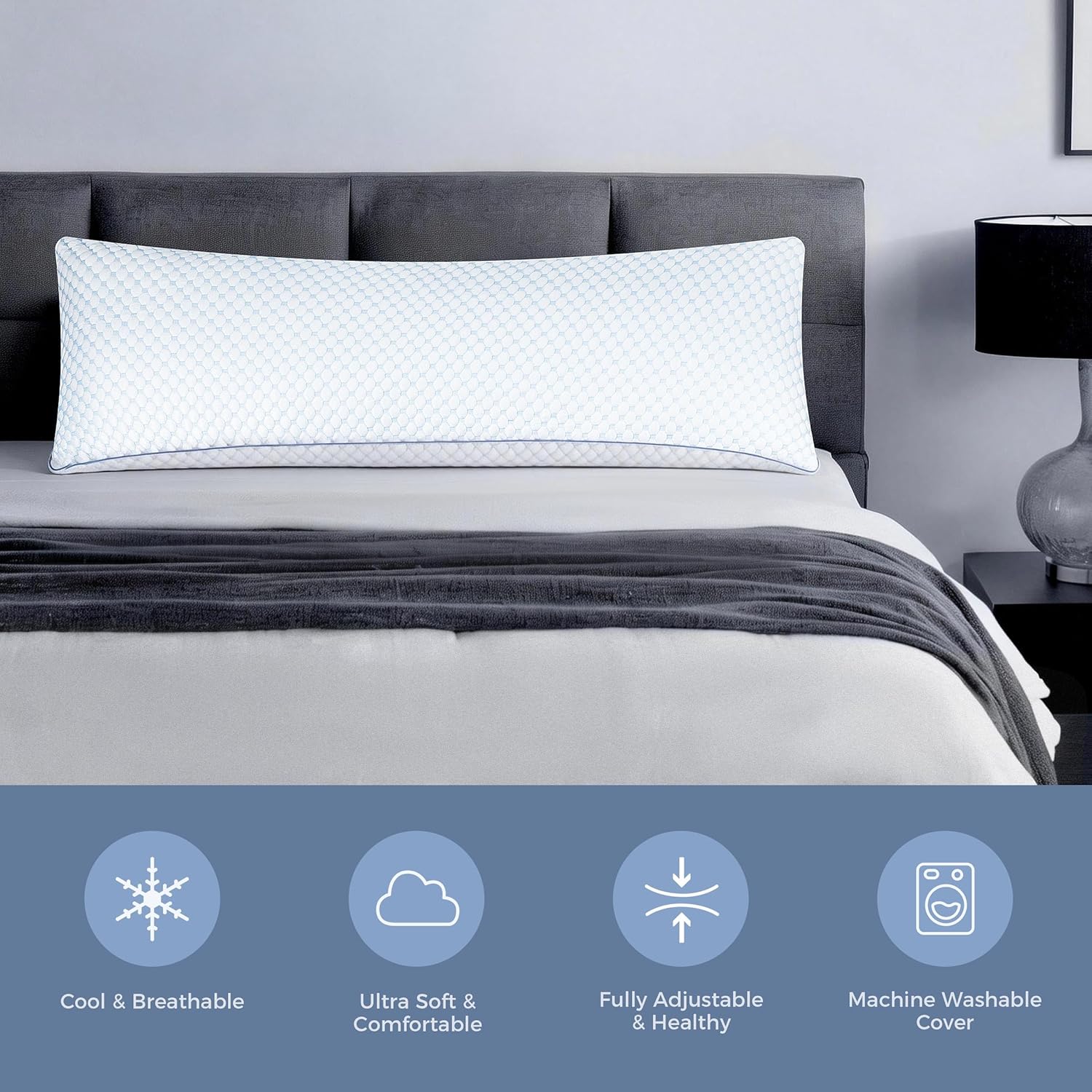 OSBED Cooling Adjustable Shredded Memory Foam Body Pillow - Temperature-Regulating for All Sleepers with Dual Airflow…
