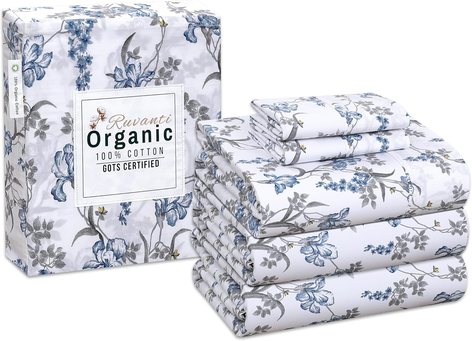 Ruvanti 100% Cotton Organic Percale Sheets Split King Size – Crisp Cooling Bed Sheets for Hot Sleepers, Deep Pocket 15”, Soft Peach Finish,…