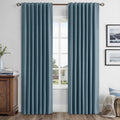 Miulee 100% Blackout Linen Curtains for Bedroom, Stone Blue Solid Luxury Decor Thermal Insulation Room Darkening Drapes for Living Room Nur…