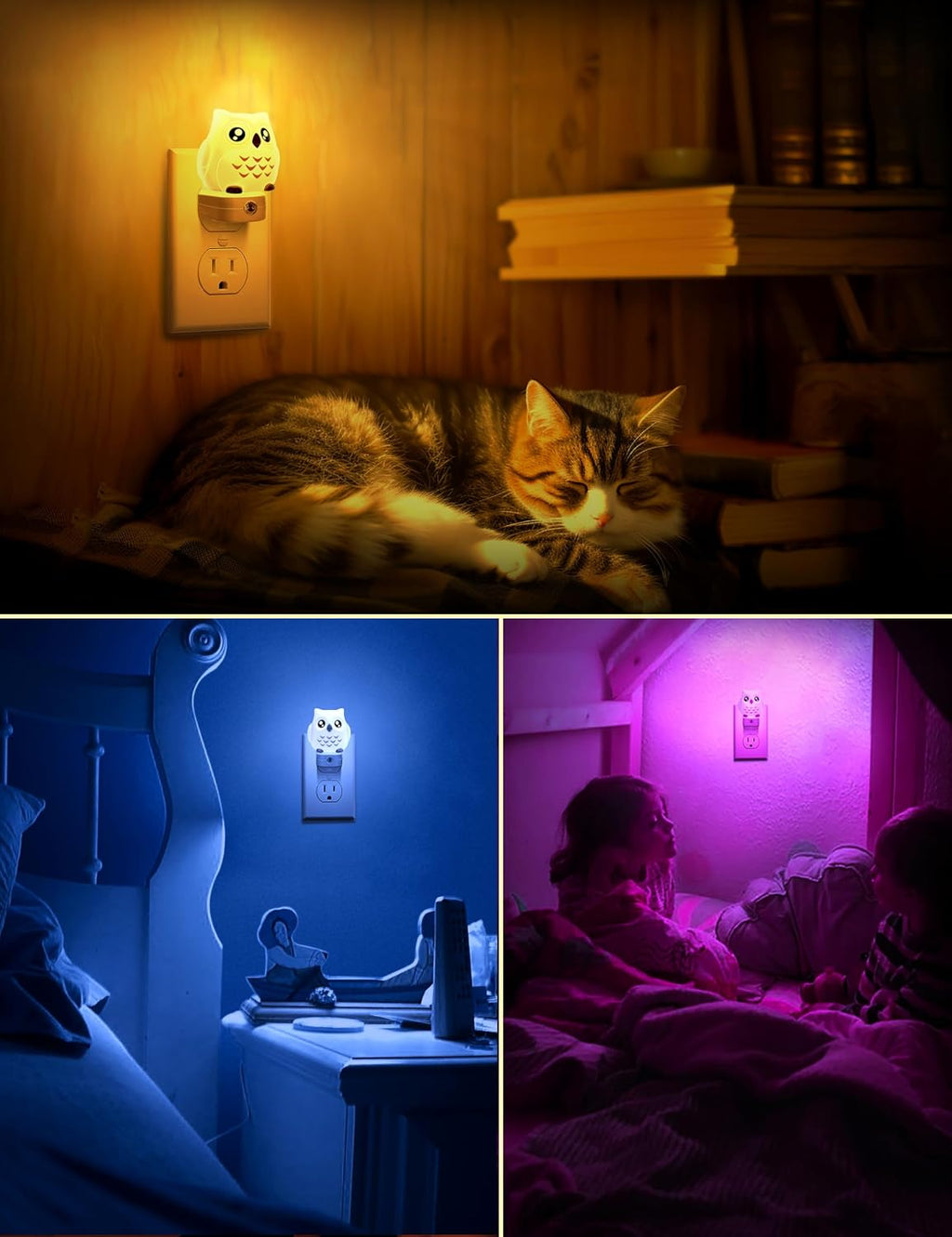 DORESshop Owl Night Lights Plug Into Wall [2 Pack], Cute Night Light for Kids, 8-Color LED Night Light, Nightlight with Dusk to Dawn…