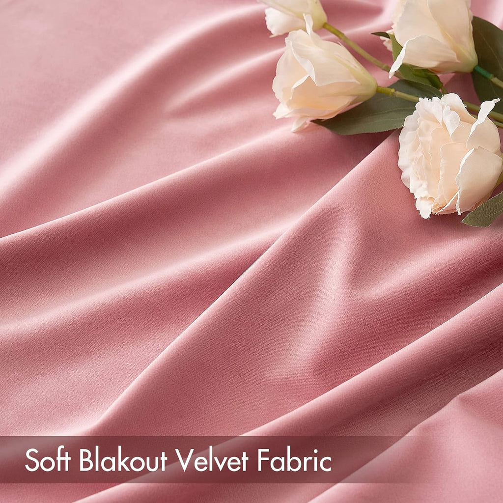 MIULEE Blush Pink Velvet Curtains Thermal Insulated Blackout Curtain Drapes for Bedroom Living Room Darkening 108 Inches Long Curtains…