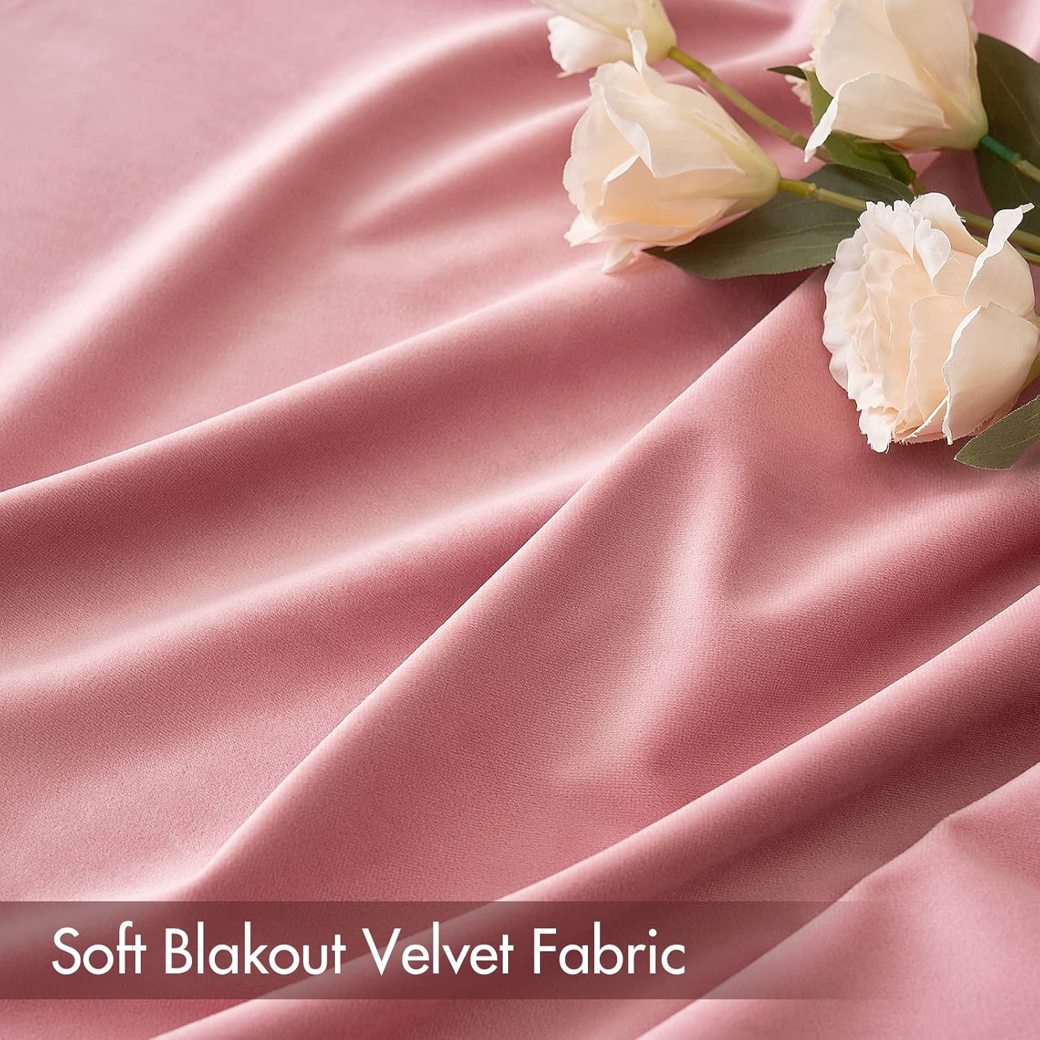 MIULEE Blush Pink Velvet Curtains Thermal Insulated Blackout Curtain Drapes for Bedroom Living Room Darkening 84 Inches Long Curtains…