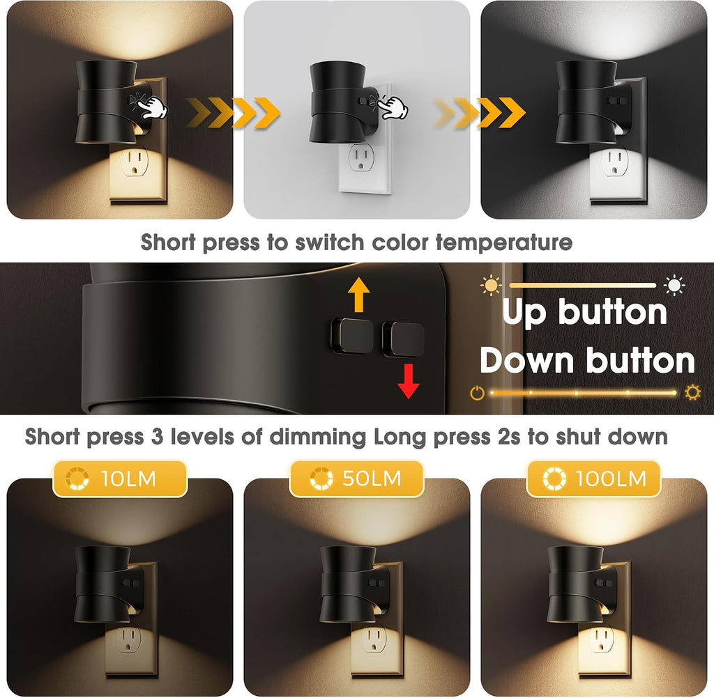 L LOHAS LED Dimmable Night Light, 3CCT Adjustable Color & Brightness, Night Lights Plug into Wall, Versatile for Living Room, Kitchen…
