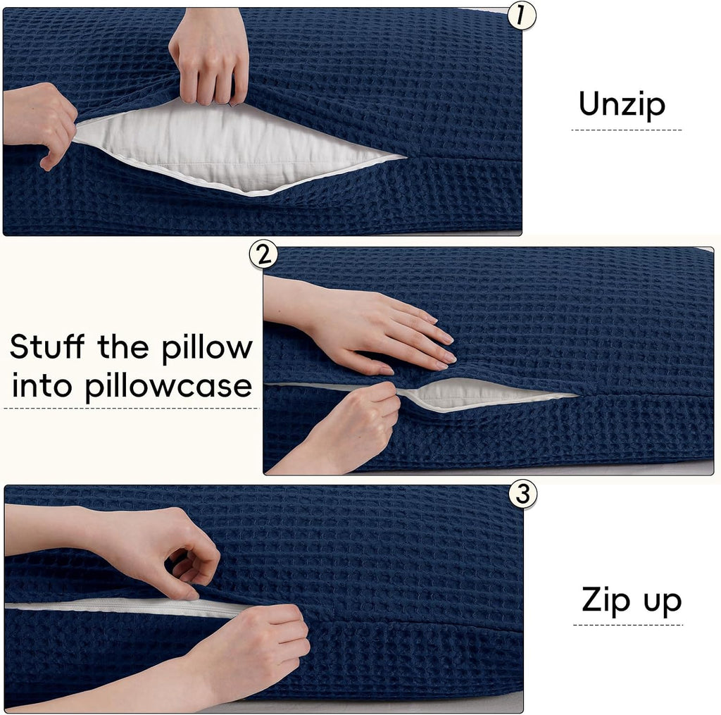 Phf Ultra Soft Waffle Weave Body Pillowcase with Zipper, No Insert, 1Pack 20" x 54" Pillow Sham, Breathable & Skin-Friendly Body Pillow cas…