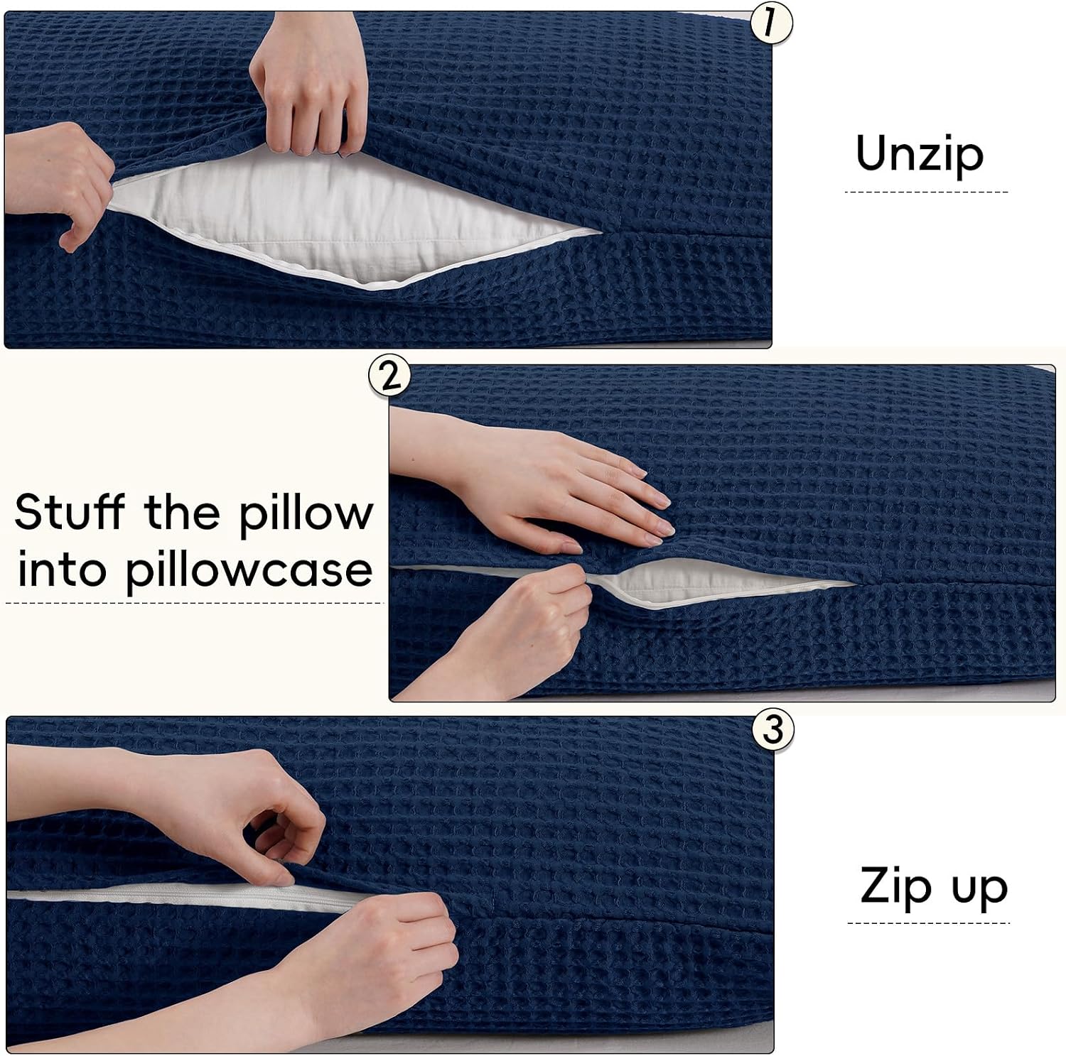 Phf Ultra Soft Waffle Weave Body Pillowcase with Zipper, No Insert, 1Pack 20" x 54" Pillow Sham, Breathable & Skin-Friendly Body Pillow cas…
