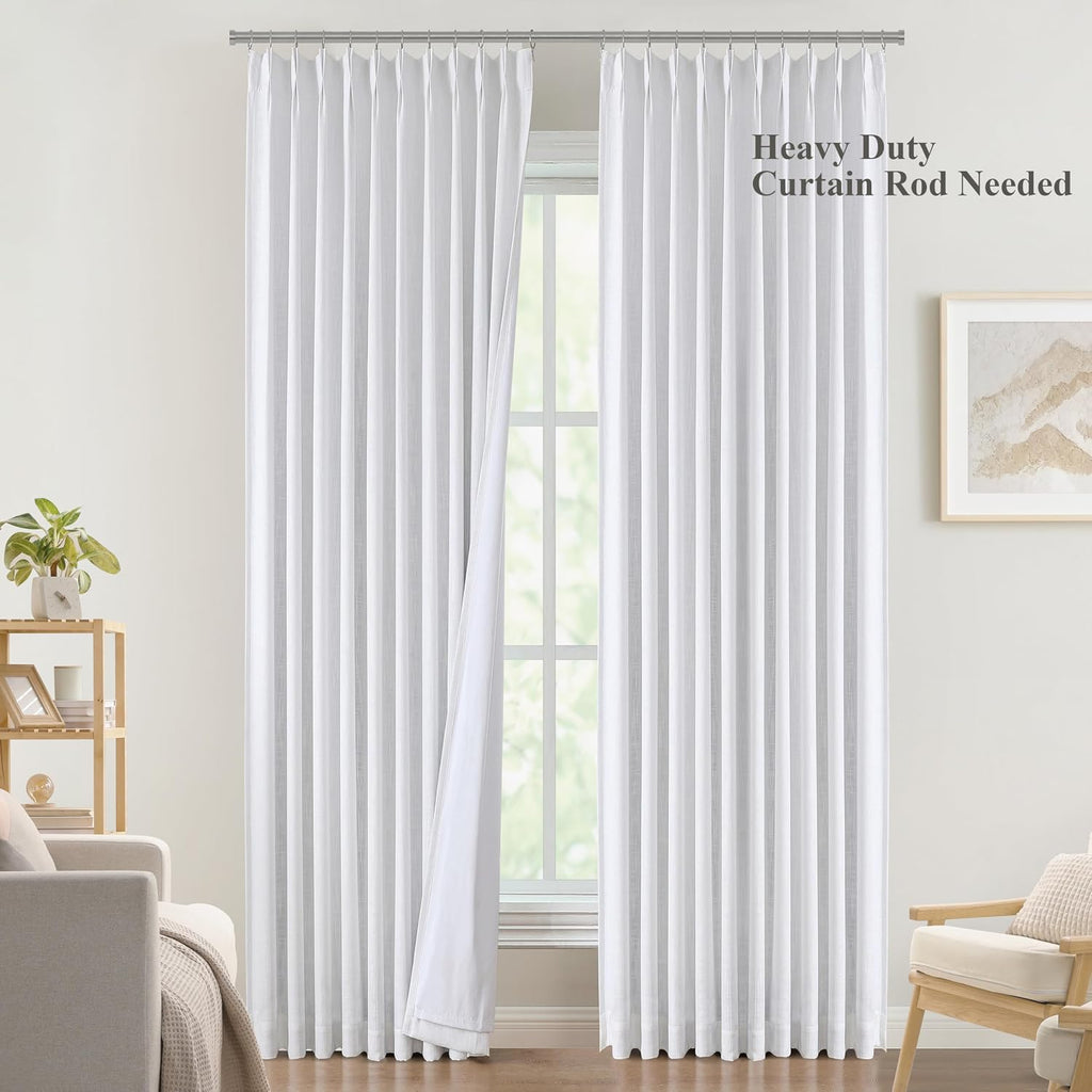 VisionHome Vision Home White Pinch Pleated Full Blackout Curtains 60 inch Wide Thermal Insulated Window Panels 112 inch for Bedroom Living…