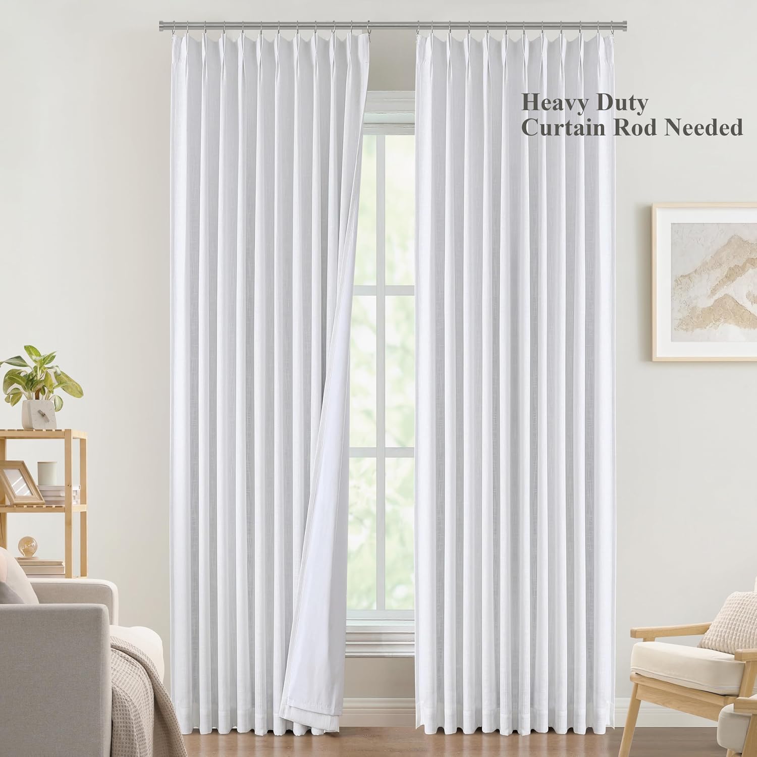 VisionHome Vision Home White Pinch Pleated Full Blackout Curtains 60 inch Wide Thermal Insulated Window Panels 112 inch for Bedroom Living…