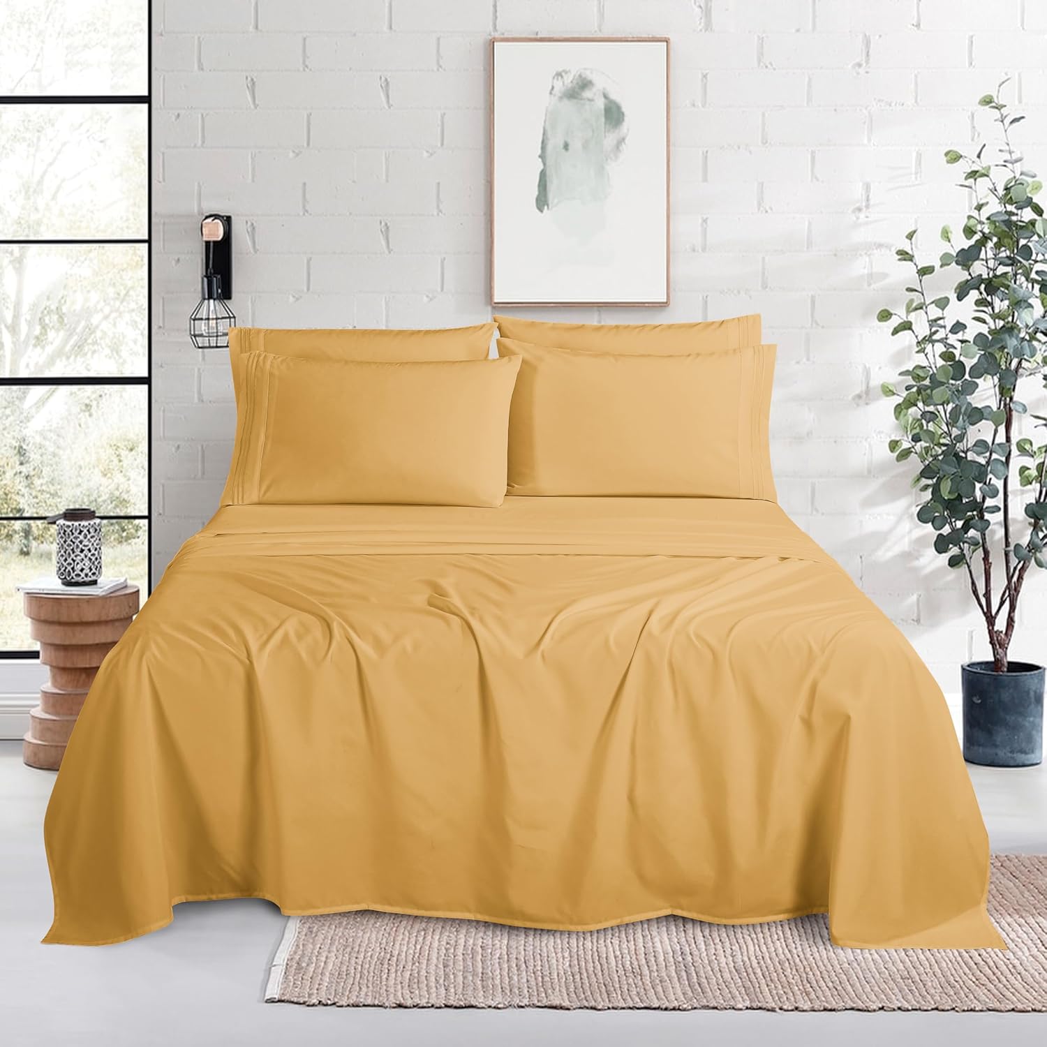 MocassiLuxuryBedding Mocassi Luxury 4-Piece Sheet Set, Ultra Soft 1800 Hotel Quality Microfiber Sheet Set, Fits Mattresses Up to 18 to 24 I…
