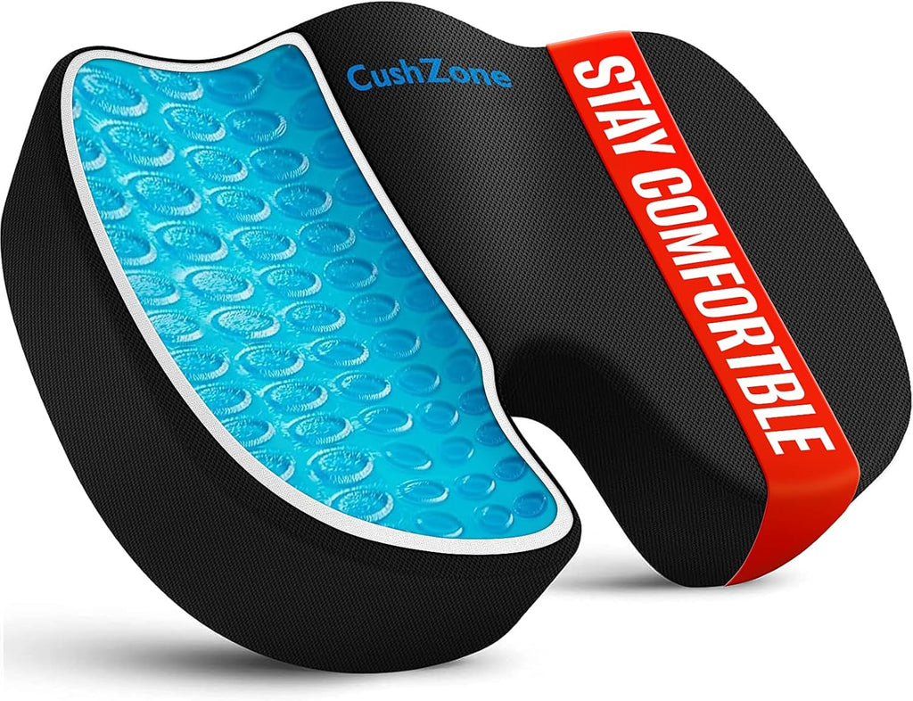 CushZone Office Chair Seat Cushion, Cooling Gel Enhanced Memory Foam Cushion for Long Sitting - Back, Sciatica, Coccyx, Tailbone Pillow - f…
