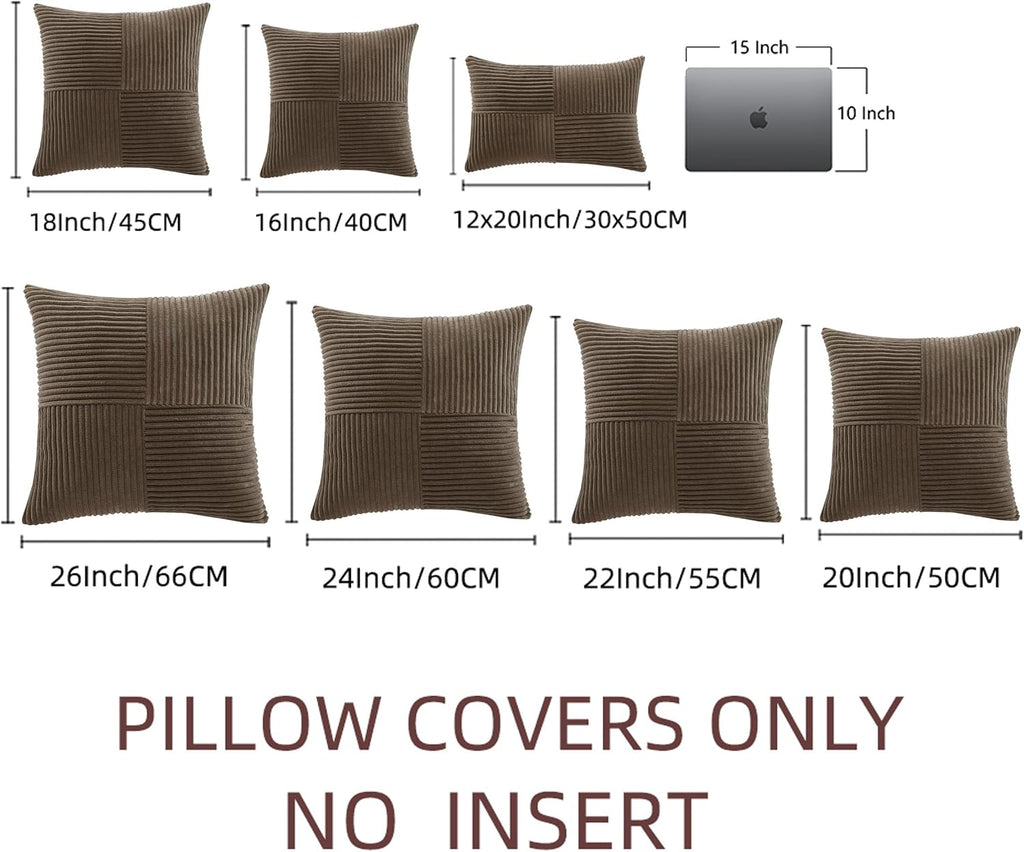 Fancy Homi 2 Packs Dark Brown Big Decorative Throw Pillow Covers 24x24 Inch for Living Room Couch Bed, Farmhouse Boho Home Decor, Soft…