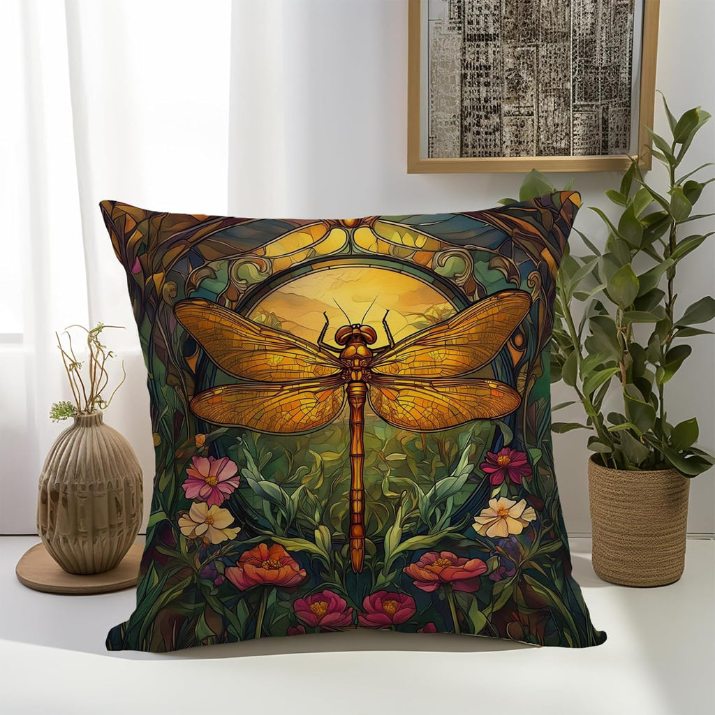 YOU FOUND ME William Morris Abstract Vintage Floral Dragonfly Design Throw Pillow Covers Home Decor, Retro Art Decor Pillowcase Cushion…