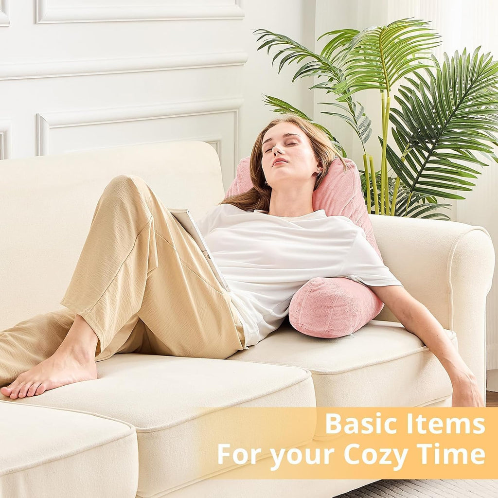 Sasttie Reading Pillow, Velvet Back Pillow for Bed Sitting Up, Adult Back-Rest Support Cushion with Arms for Sit Up on Couch, Sofa, and…