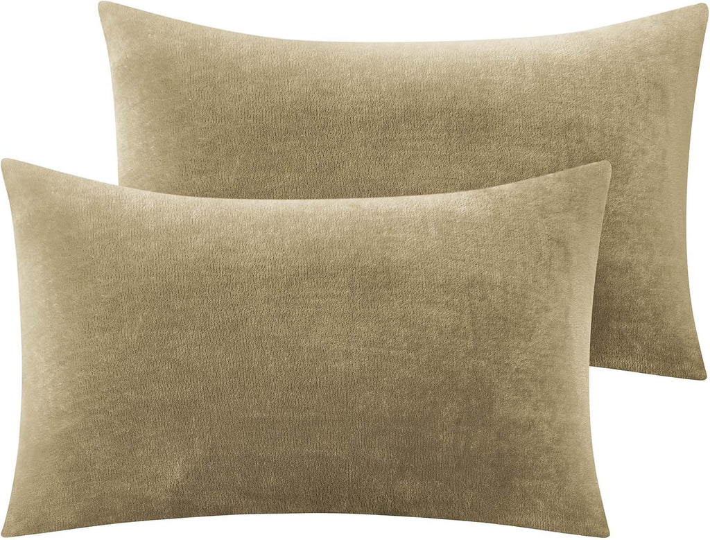 Bedelite Flannel Pillowcases Standard Set of 2, Super Soft Fleece Pillow Case Cover with Zipper for Bedroom, Sofa, Couch, Luxury Cozy Fuzzy…