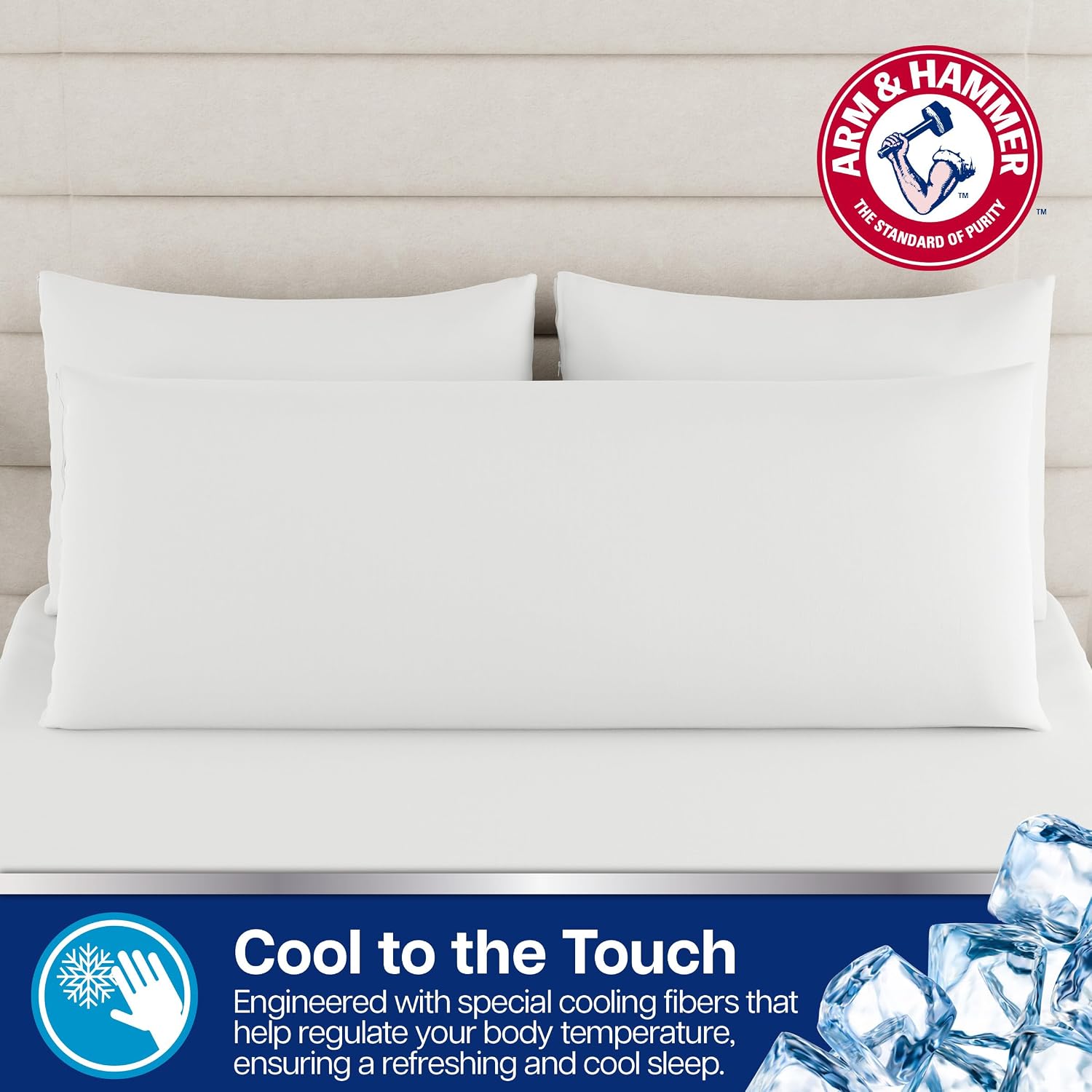 Armhammer Arm & Hammer Cooling Comfort Zippered Body Pillow Cover, 20 x 54, White White