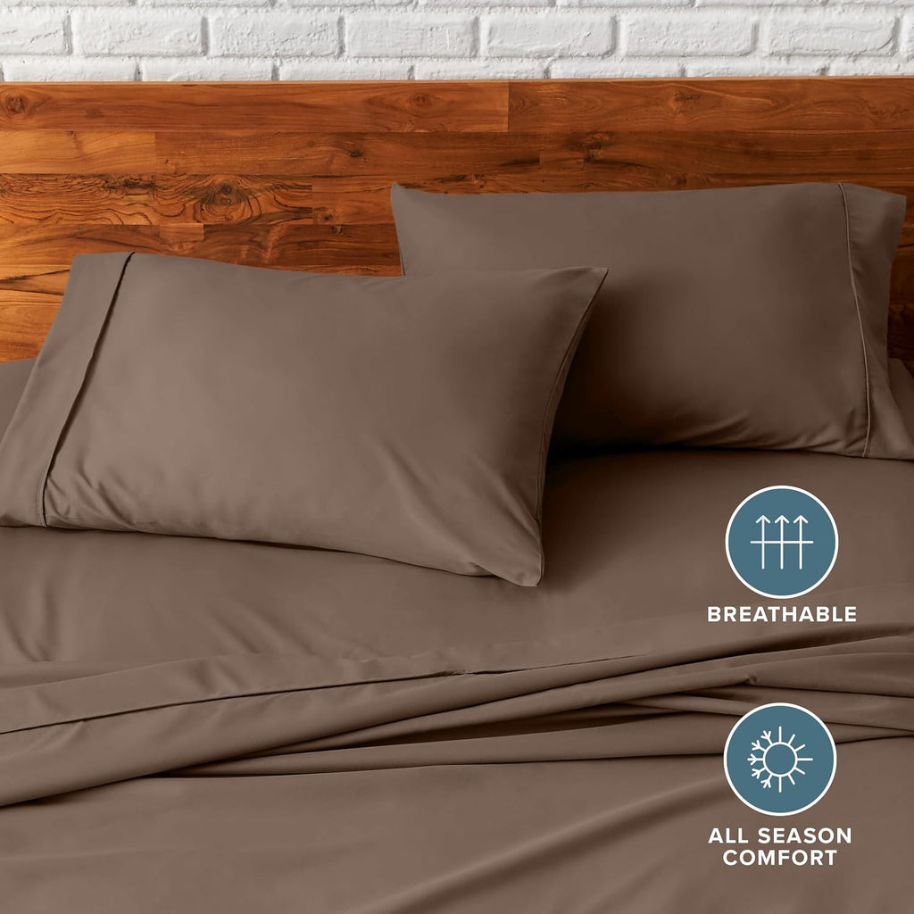 BareHome Bare Home Microfiber Pillow Cases - King Size Set of 2 - Cooling Pillowcases - Double Brushed - Cocoa Pillowcases Two Pack - Easy…