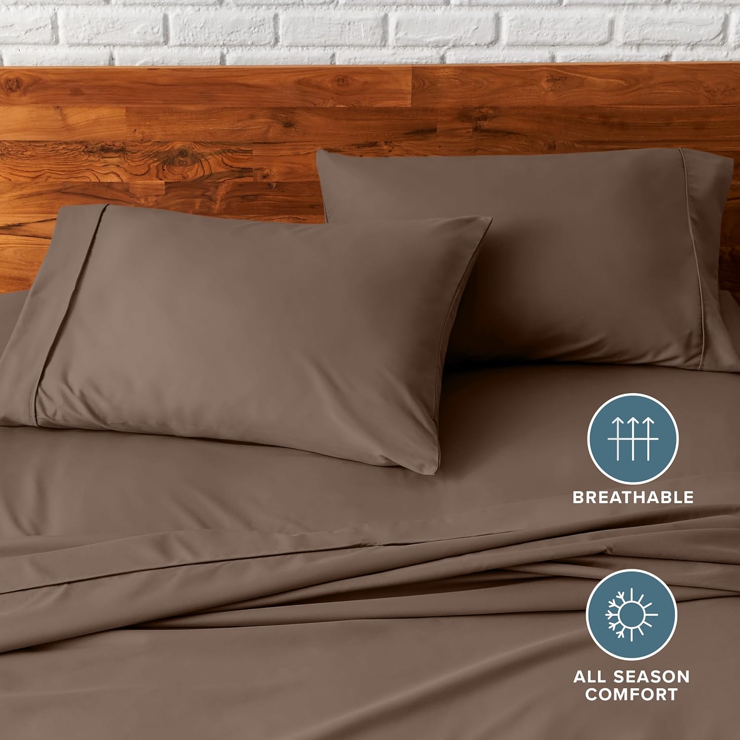 BareHome Bare Home Microfiber Pillow Cases - King Size Set of 2 - Cooling Pillowcases - Double Brushed - Cocoa Pillowcases Two Pack - Easy…