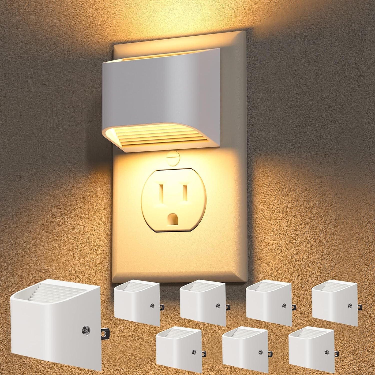Niorsun Plug in Night Light, Auto Brightness Sensor Night Light, 3000K Warm White, Ultra- Wall Light for Hallway Bathroom Bedroom Stair…
