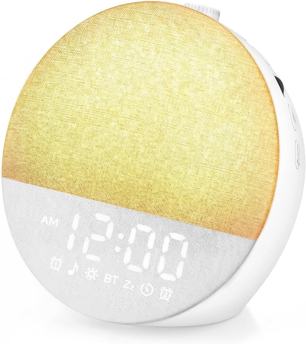 Geuuap Sunrise Alarm Clock White Noise Machine | Natural Wake-Up Light for Bedroom with 30 Soothing Sleep Aids, Bluetooth Speaker…
