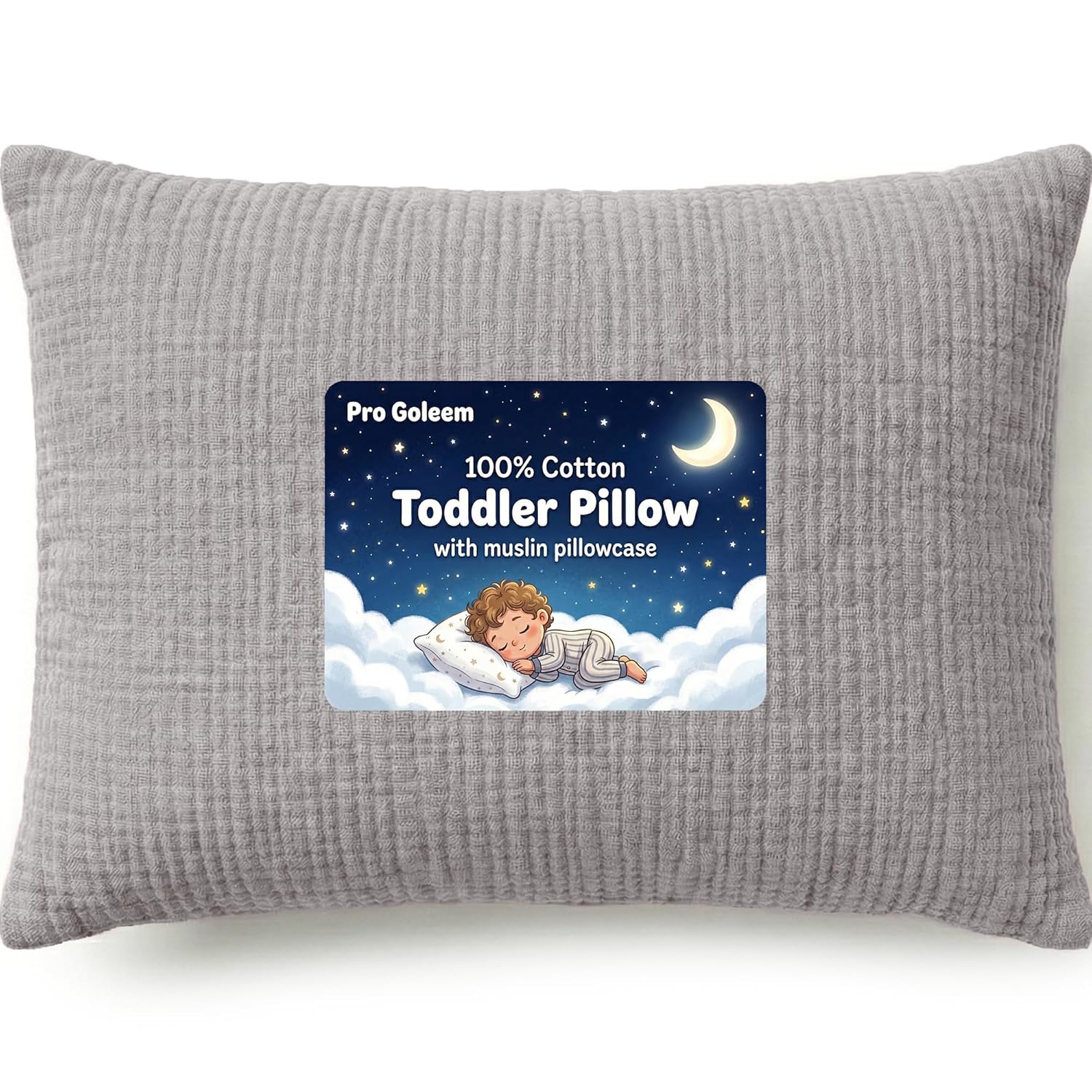 ProGoleem Pro Goleem Toddler Pillow with 100% Muslin Cotton Pillowcase – 13x18 Ultra Soft, Breathable & Machine Washable Kids Pillow for Sl…
