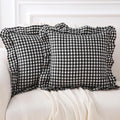 Kmasaniji 2 Pack Black White Plaid Ruffle Gingham Throw Pillow Covers, 100% Washed Cotton Buffalo Checkered Farmhouse Pillow Shams - 18''x1…