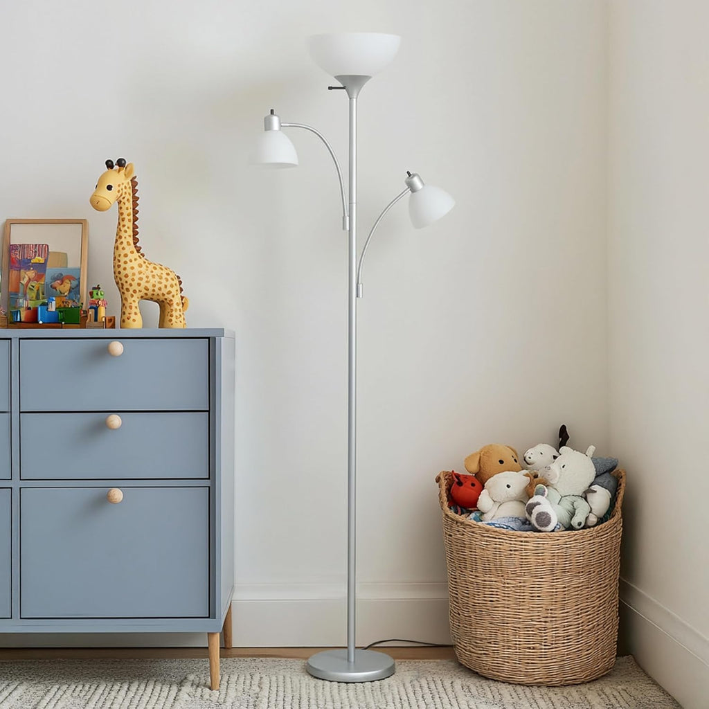 Brightech Sky Dome Double LED Floor lamp, Torchiere Super Bright Floor Lamp with 2 Reading Lamps for Living Rooms & Offices - Dimmable…