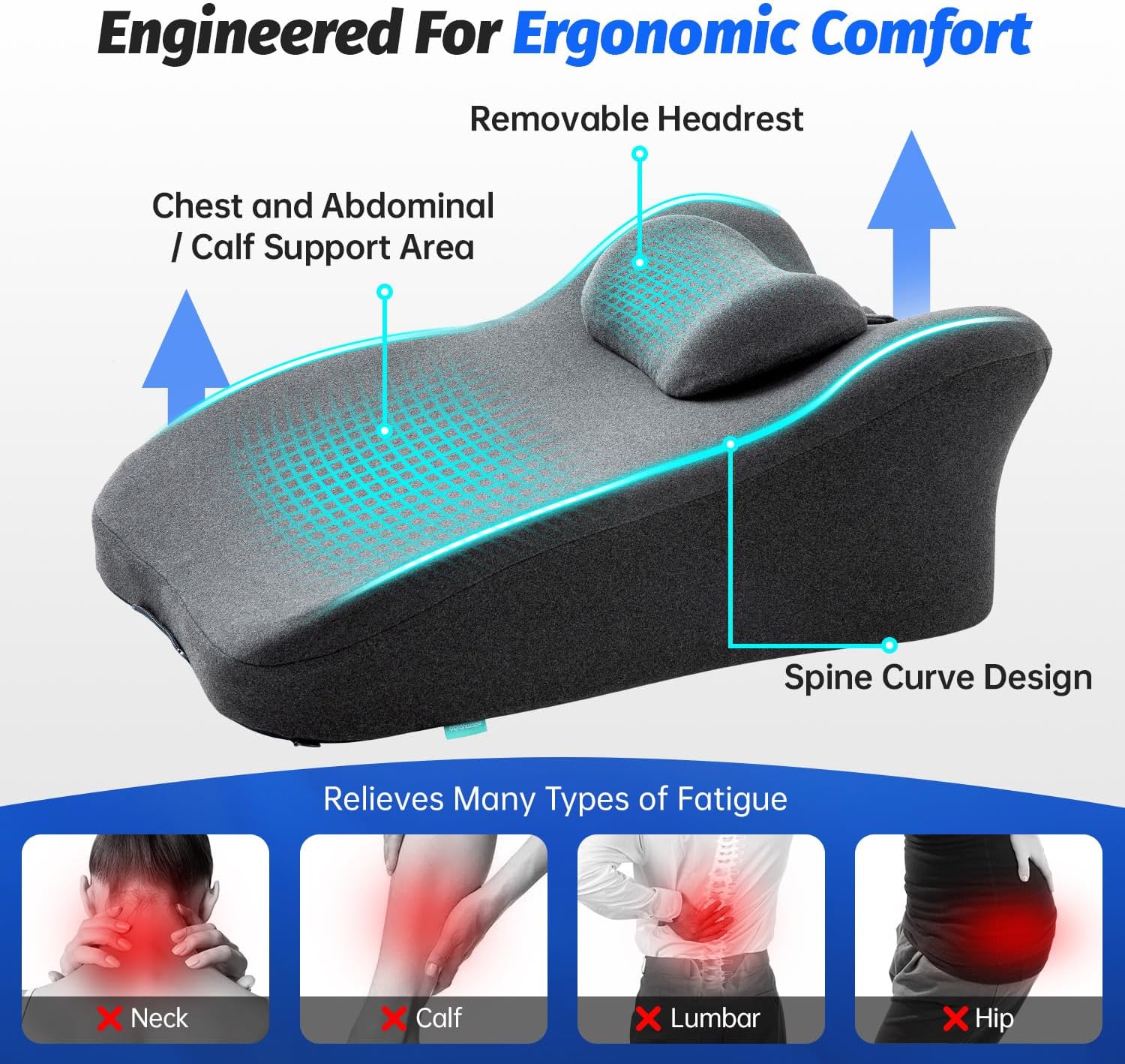 xiaomubiao Reading Pillow, Lumbar Support Pillow for Couch, Sofa Bed Support, Bed Pillow for Sitting up, Ergonomic Memory Foam Pillow for…