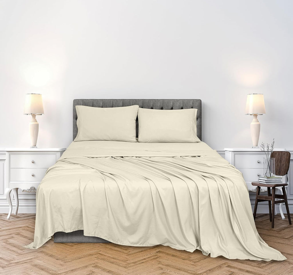 Royalelinens ROYALE LINENS 300 Thread Count 100% Long Staple Combed Cotton Sheet Set - 4 Piece King Bed Sheets - 1 Fitted, 1 Flat & 2 Pillo…