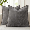 decorUhome Chenille Soft Throw Pillow Covers 16x16 Set of 2, Farmhouse Velvet Neutral Decorative Pillow Covers with Stitched Edge for Couch…