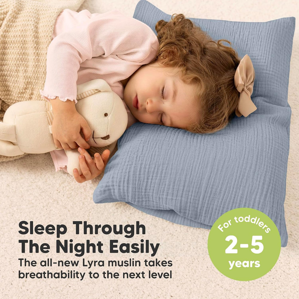 KeaBabies Toddler Pillow with Pillowcase – 13x18 Soft, Breathable Organic Cotton Muslin Kids Pillow for Sleeping, Travel, Preschool Nap…