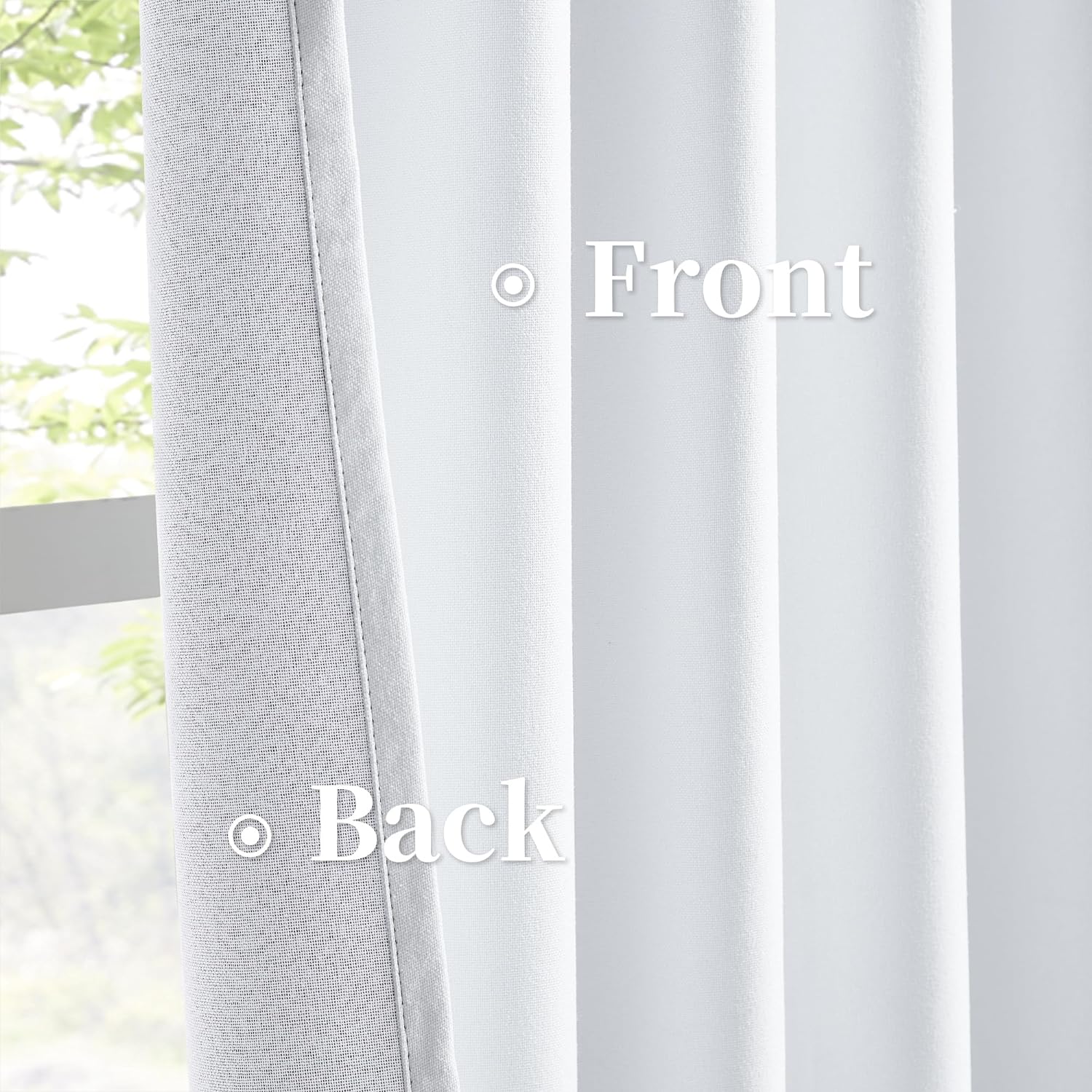 Keqiaosuocai White Total Shade Blackout Curtains/Draperies 96 Inch Long, Full Shading Curtain with Grey Backing for Windows, Thermal Insula…