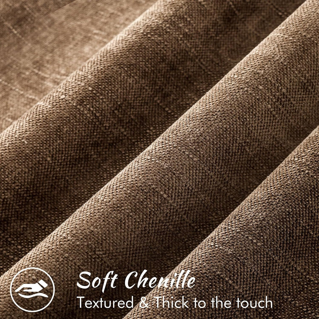 decorUhome Chenille Throw Pillow Covers 24x24 Set of 2, Square Decorative Pillow Covers with Zipper for Couch, Sofa, Living Room, Brown