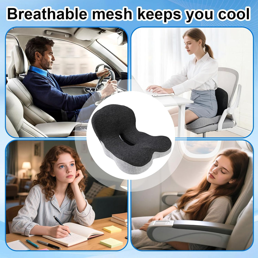 Memory Foam Office Chair Cushion, L-Shaped Integrated Seat Cushions, Chair Seat Cushion for Lower Back Tailbone Protection, Ergonomic…