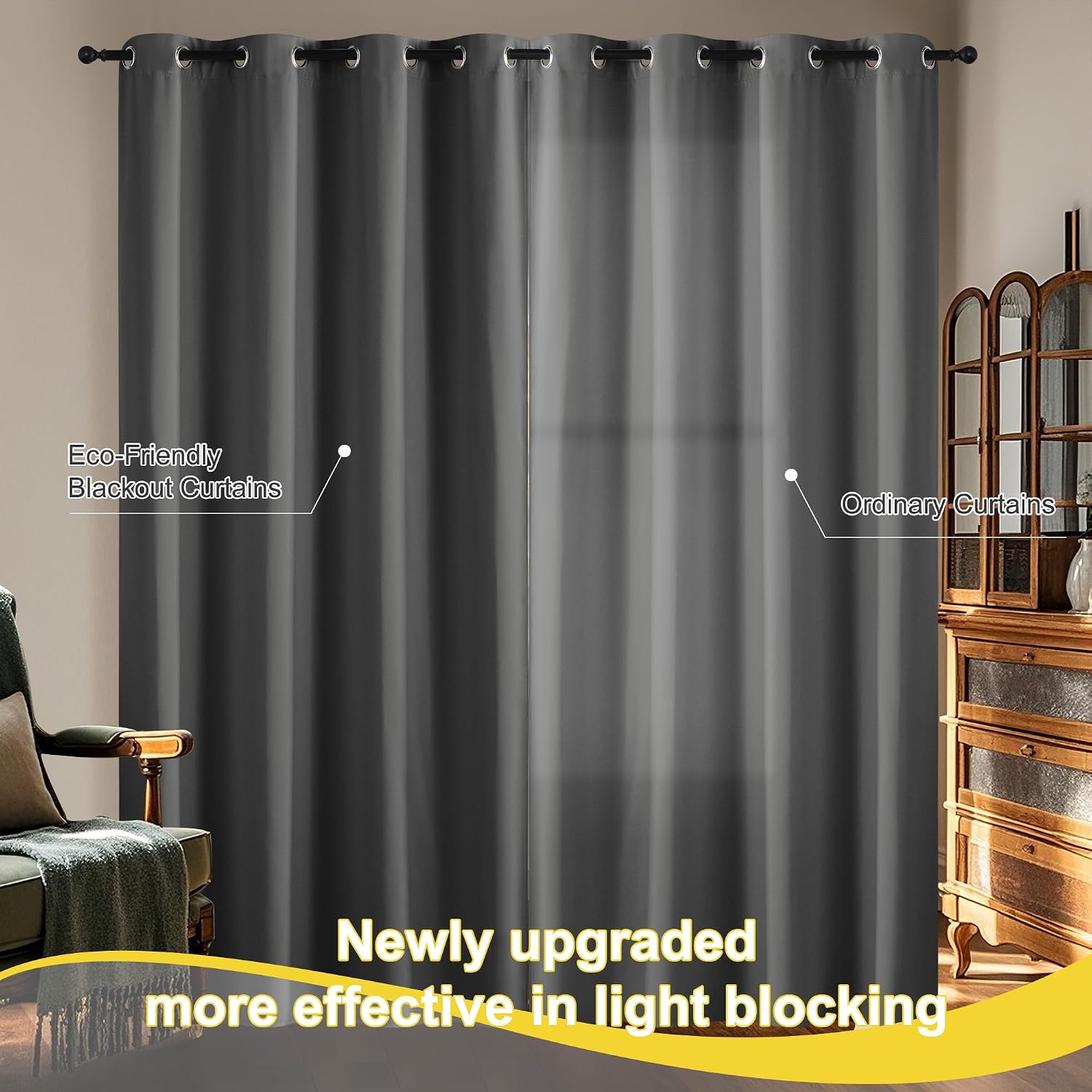 NICETOWN 100% Blackout Window Curtains 72 inches Long 2 Panels Set, Thermal Insulated Grommet Drapes, Room Darkening Curtain for Bedroom…