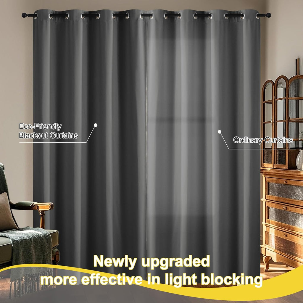 NICETOWN 100% Blackout Curtains 84 inch Long for Bedroom, Total Blackout Thermal Insulated Grommet Long Window Curtains 2 Panels Set, 2…