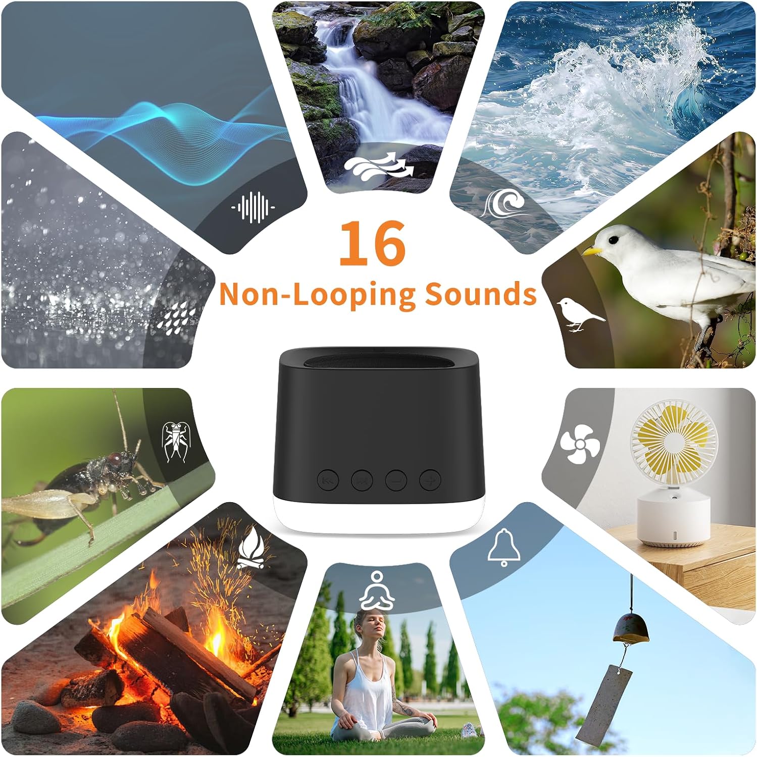 Portable Sound Machine, Mini Travel White Noise Machine for Sleeping with Breathing Night Light, 16 Soothing Sounds, Timer, Rechargeable…