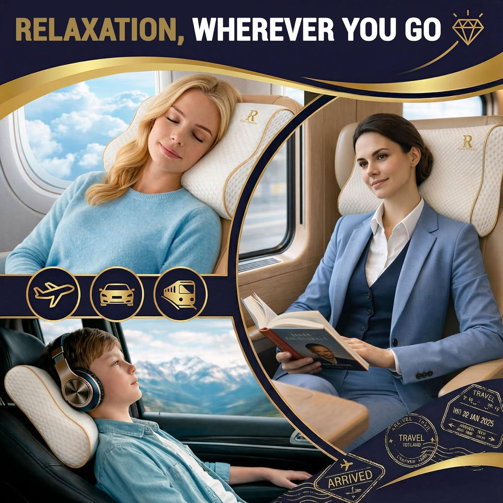 Royaltherapy Royal relaxation Travel Memory Foam Cervical Pillow – Contour Pillow for Neck and Shoulder Pain White