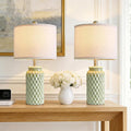 20.5" Small Bedside Lamps Set of 2 with 5FT Cord, Green Ceramic Modern Farmhouse Table Lamps for Nightstand, Living Room, Bedroom, 3D…