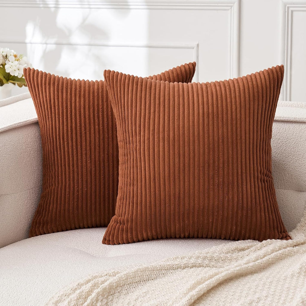MIULEE Pack of 2 Corduroy Soft Soild Decorative Square Throw Pillow Covers Cushion Cases Pillowcases for Sofa Bedroom Car 18 x 18 Inch 45…
