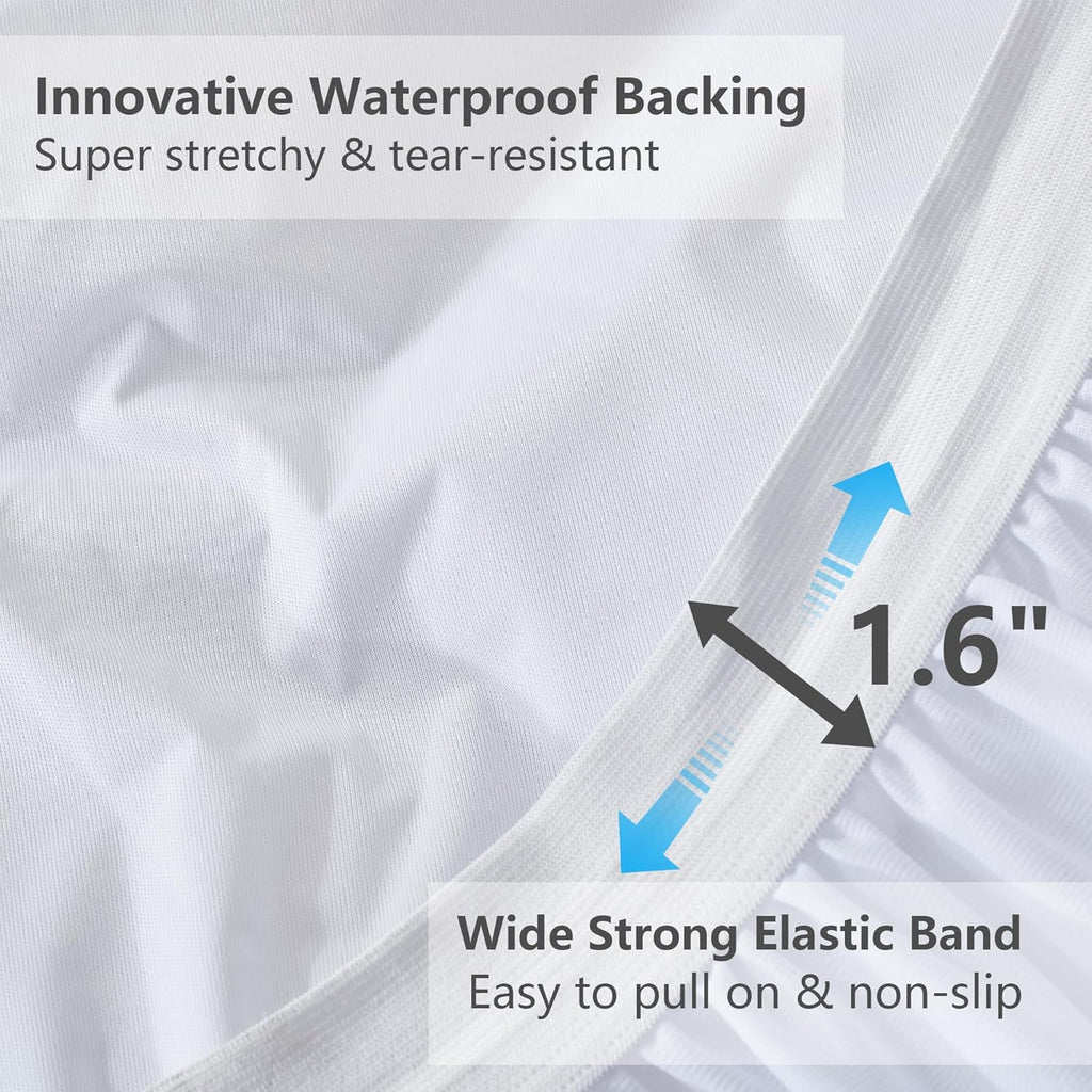 ELVEN HOME Queen Size Mattress Pad Waterproof, Pillow Top Cooling Mattress Topper Cover, Quilted Fitted Mattress Protector Washable, Deep…