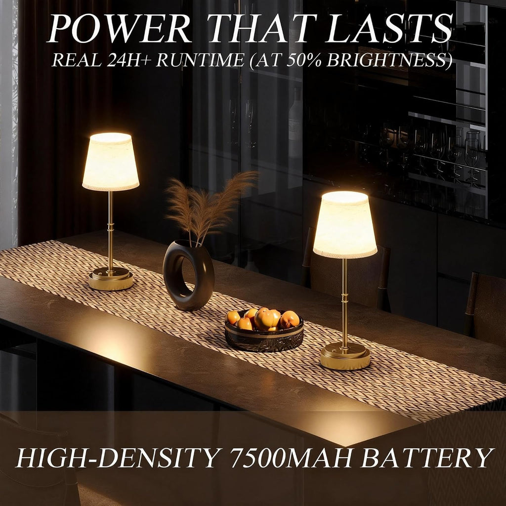 Rechargeable Cordless Table Lamp Gold - 1 Pack Brass 7500mAh Battery Operated Lamp, Small Antique Brass Aesthetic Desk Lamp for Kitchen…