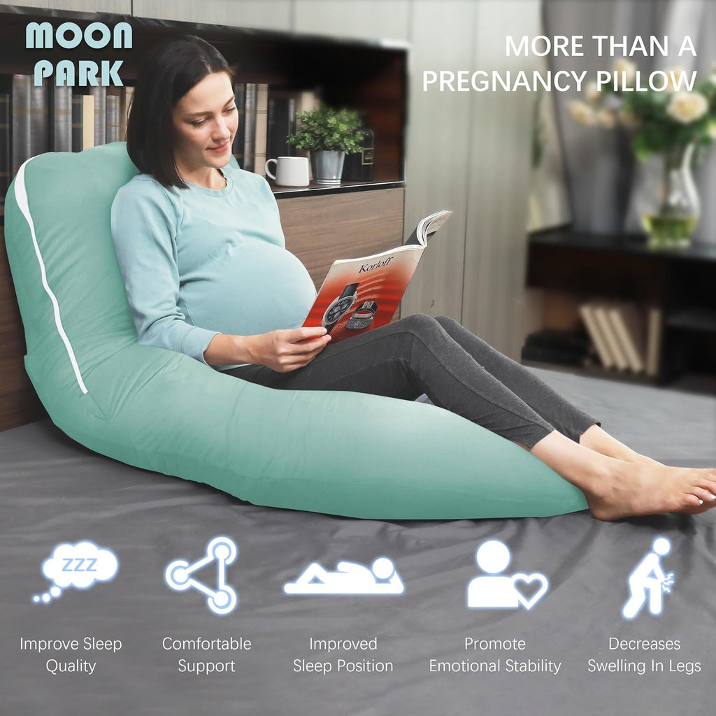 Moonpark MOON PARK Pregnancy Pillows for Sleeping - U Shaped Full Body Maternity Pillow with Removable Cover - Support for Back, Legs, Bell…